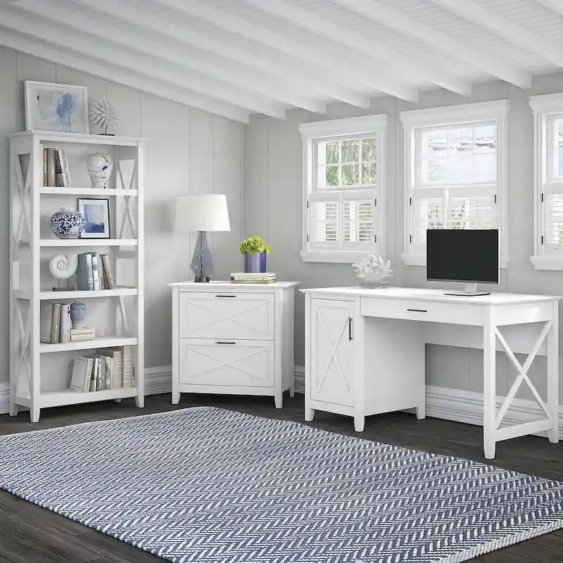 t 54W Bureau informatique avec armoire et bibliothèque, par