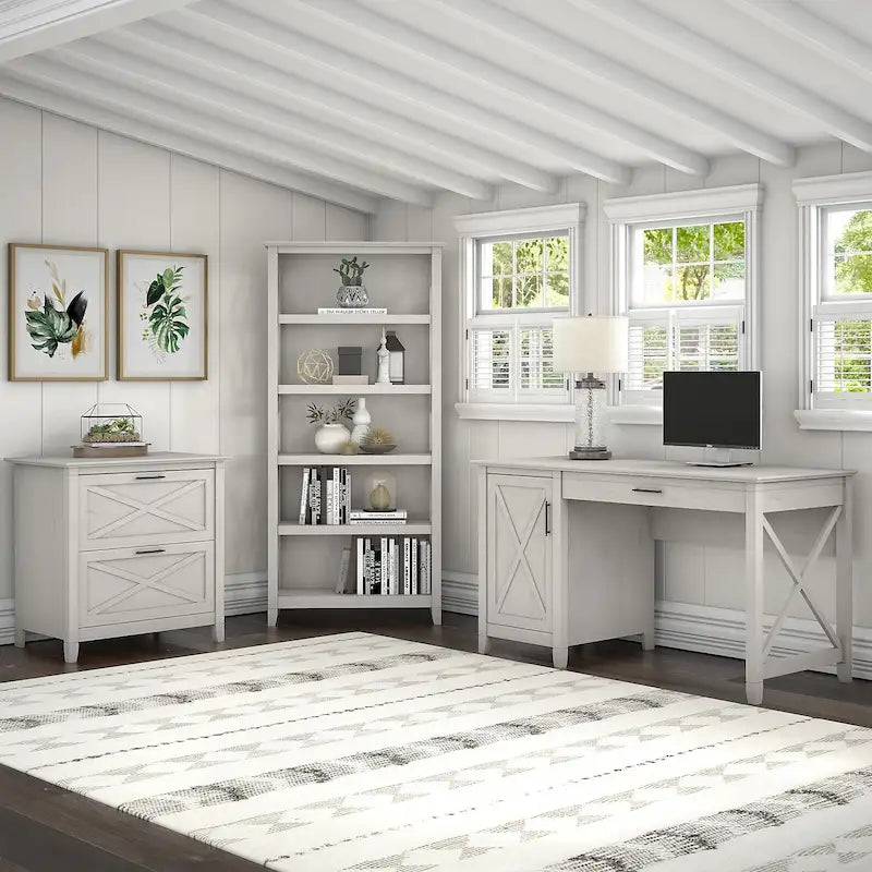 t 54W Bureau informatique avec armoire et bibliothèque, par
