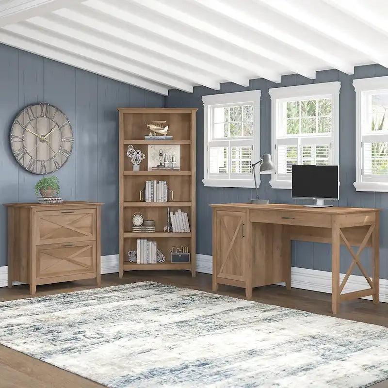 t 54W Bureau informatique avec armoire et bibliothèque, par