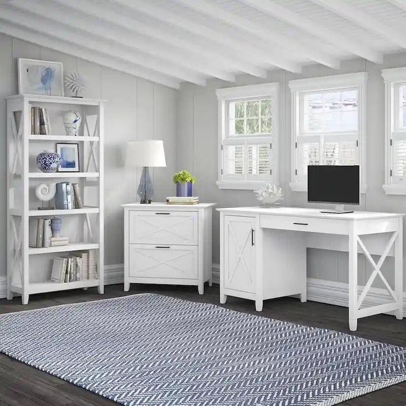 t 54W Computer Desk with Cabinet and Bookcase by 