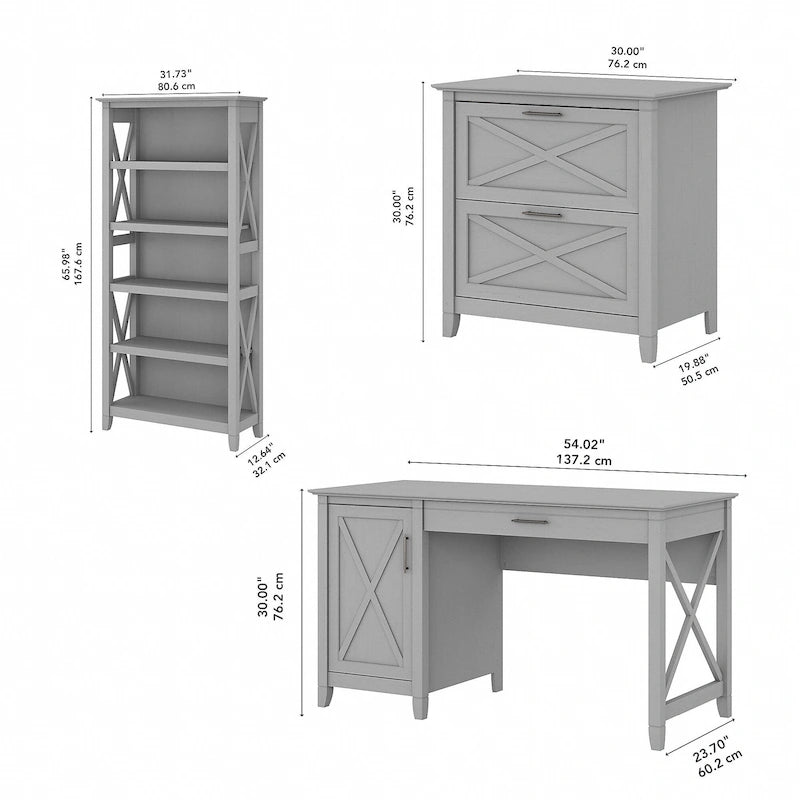 t 54W Bureau informatique avec armoire et bibliothèque, par
