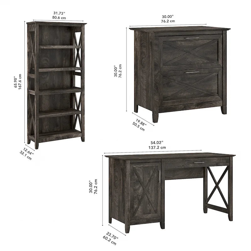 t 54W Bureau informatique avec armoire et bibliothèque, par