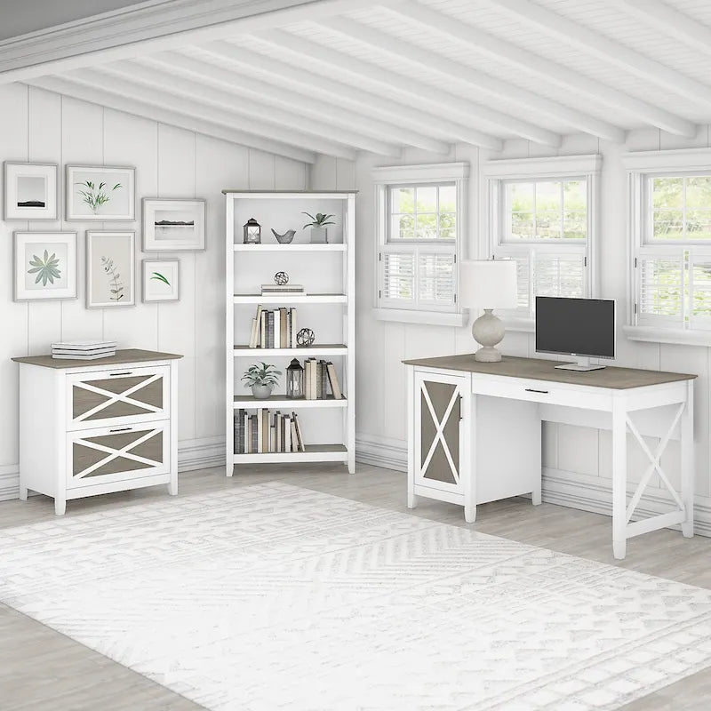 t 54W Bureau informatique avec armoire et bibliothèque, par