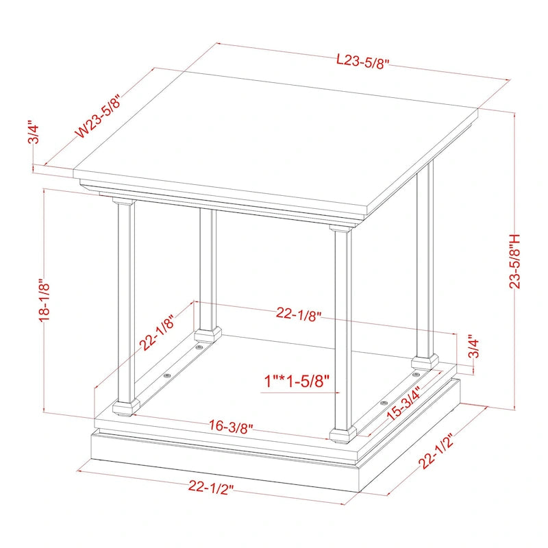 Table d'appoint à 1 étagère de 60 cm, style transitionnel