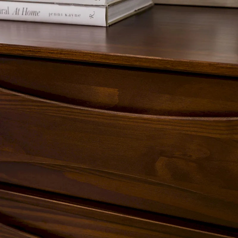 Commode 5 tiroirs en bois massif de style Mid-Century