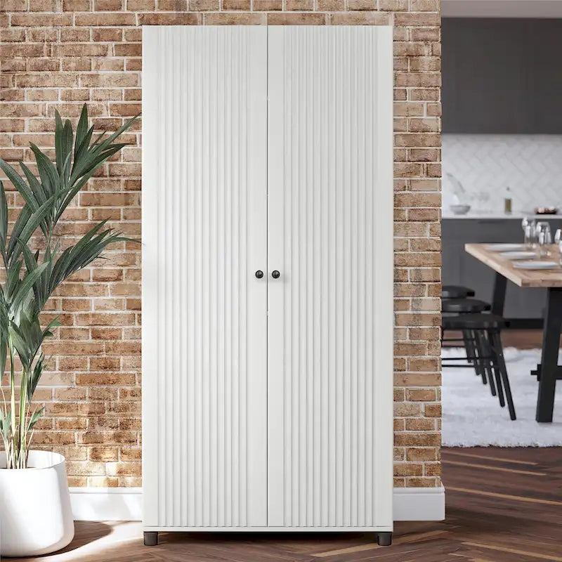  Baldwin Fluted 36 in. Wide 2 Door Storage Cabinet, White
