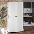 Meuble de rangement blanc à 2 portes cannelées de 36 po de largeur