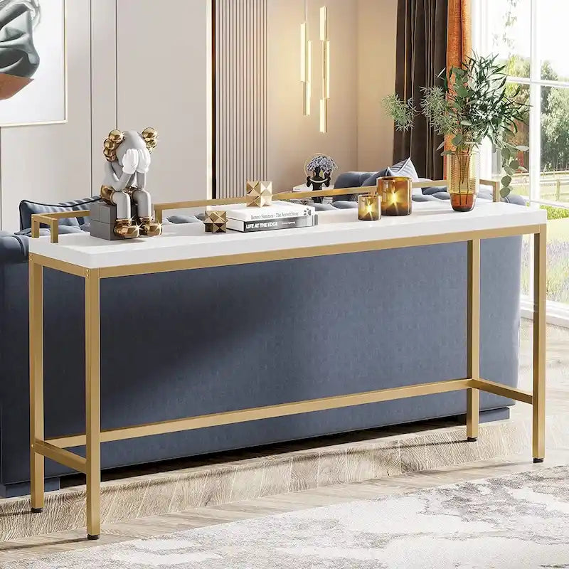 Table console extra longue de 70,9 po, table étroite pour entrée derrière le canapé