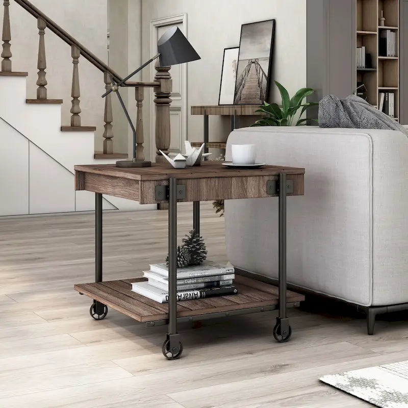 Hyssop Farmhouse 24-inch Steel 1-Shelf End Table by 