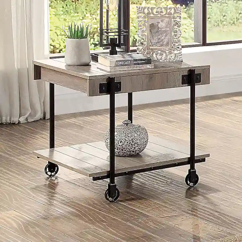 Table de chevet en acier 1 étagère de 24 po Farmhouse