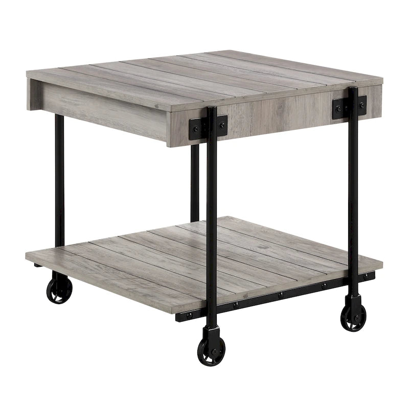 Table de chevet en acier 1 étagère de 24 po Farmhouse