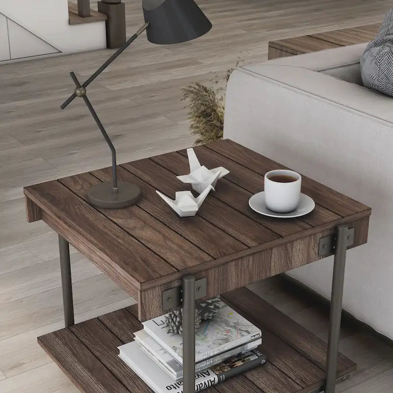 Table de chevet en acier 1 étagère de 24 po Farmhouse