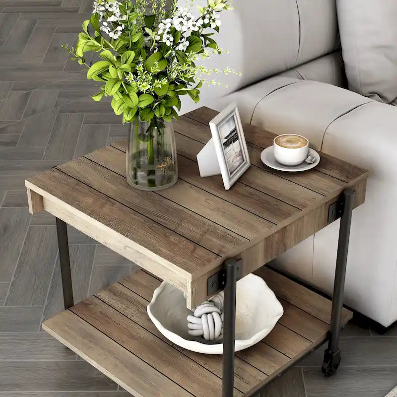 Table de chevet en acier 1 étagère de 24 po Farmhouse