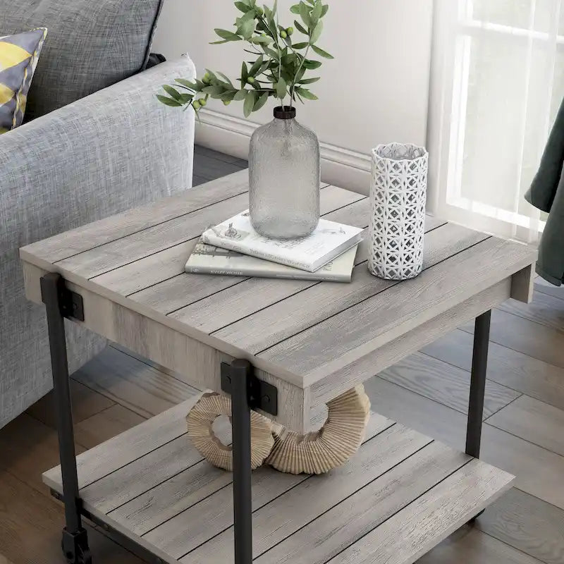 Table de chevet en acier 1 étagère de 24 po Farmhouse