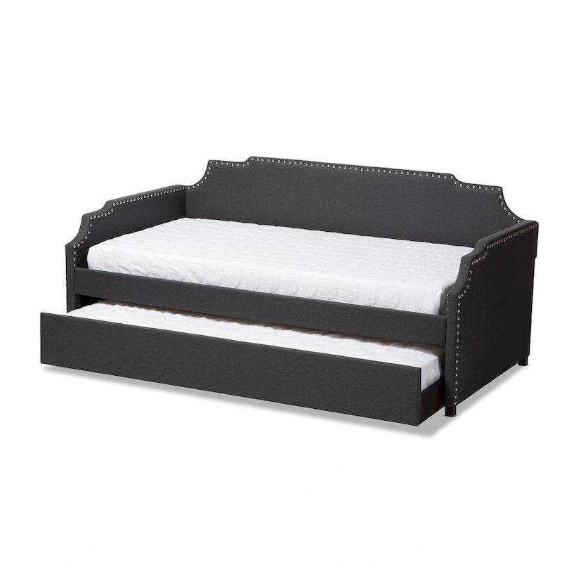 Lit de repos contemporain double avec lit gigogne escamotable