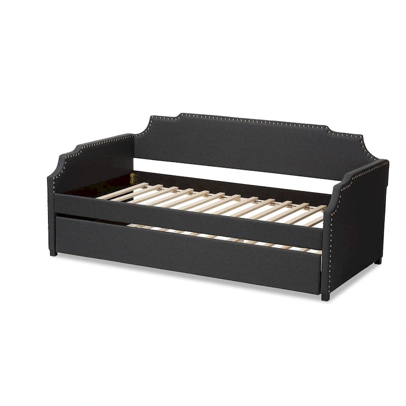 Lit de repos contemporain double avec lit gigogne escamotable