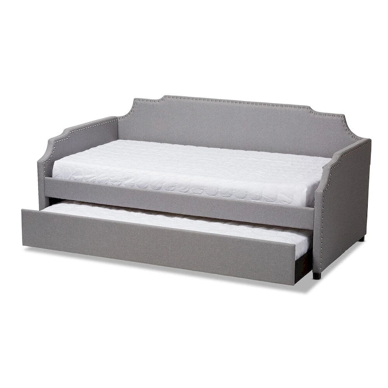 Lit de repos contemporain double avec lit gigogne escamotable