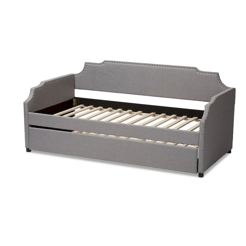 Lit de repos contemporain double avec lit gigogne escamotable