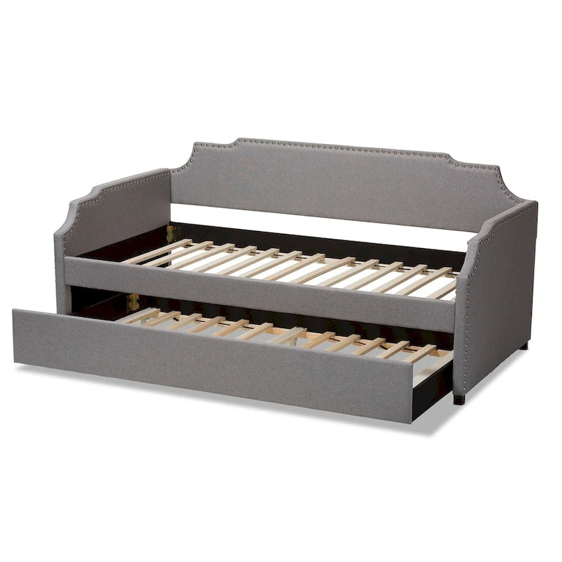 Lit de repos contemporain double avec lit gigogne escamotable