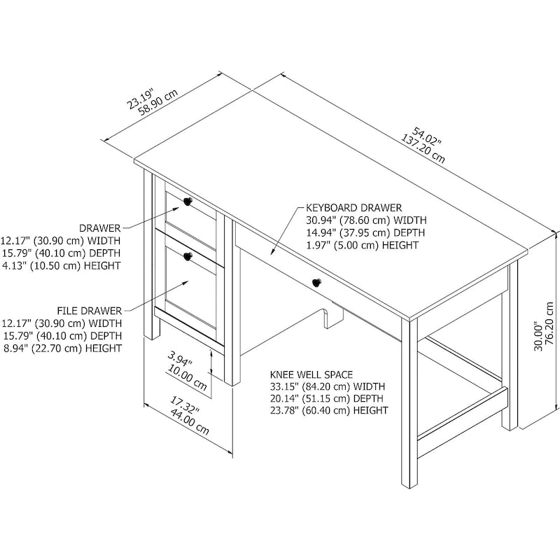 Bureau informatique 54W avec tiroirs par