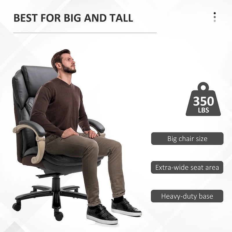Chaise de Bureau Robuste, Capacité 150 kg, Maille et Similicuir, Ergonomique à Bascule, Hauteur Réglable avec Roulettes