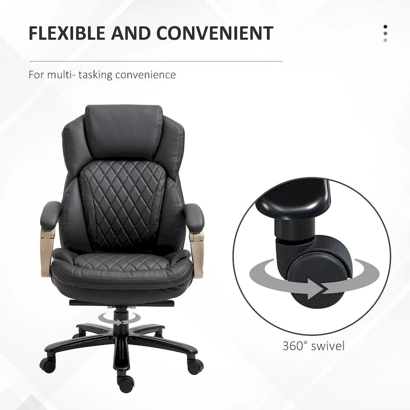 Chaise de Bureau Robuste, Capacité 150 kg, Maille et Similicuir, Ergonomique à Bascule, Hauteur Réglable avec Roulettes