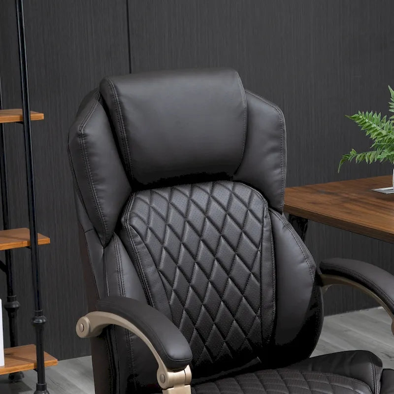 Chaise de Bureau Robuste, Capacité 150 kg, Maille et Similicuir, Ergonomique à Bascule, Hauteur Réglable avec Roulettes