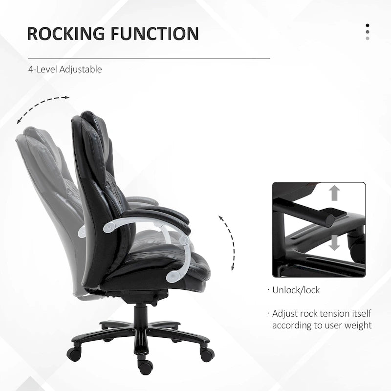 Chaise de Bureau Robuste, Capacité 150 kg, Maille et Similicuir, Ergonomique à Bascule, Hauteur Réglable avec Roulettes