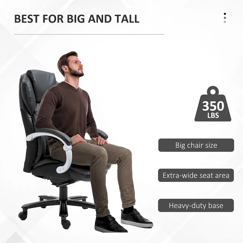 Chaise de Bureau Robuste, Capacité 150 kg, Maille et Similicuir, Ergonomique à Bascule, Hauteur Réglable avec Roulettes