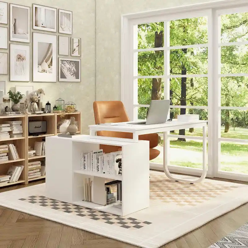Bureau de direction en L avec 3 tiroirs pour la maison et le bureau