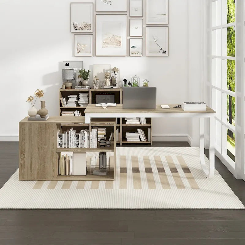 Bureau de direction en L avec 3 tiroirs pour la maison et le bureau