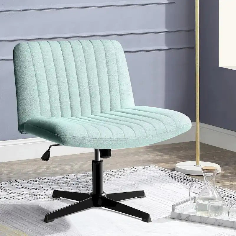Chaise Criss Cross sans accoudoirs, sans roulettes, en tissu rembourré, pivotante moderne, pour bureau ou coiffeuse