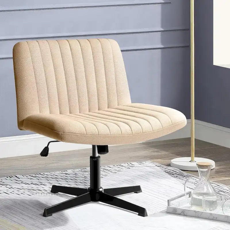 Chaise Criss Cross sans accoudoirs, sans roulettes, en tissu rembourré, pivotante moderne, pour bureau ou coiffeuse