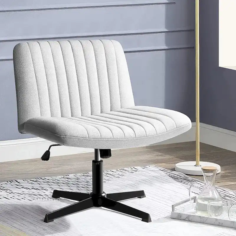 Chaise Criss Cross sans accoudoirs, sans roulettes, en tissu rembourré, pivotante moderne, pour bureau ou coiffeuse