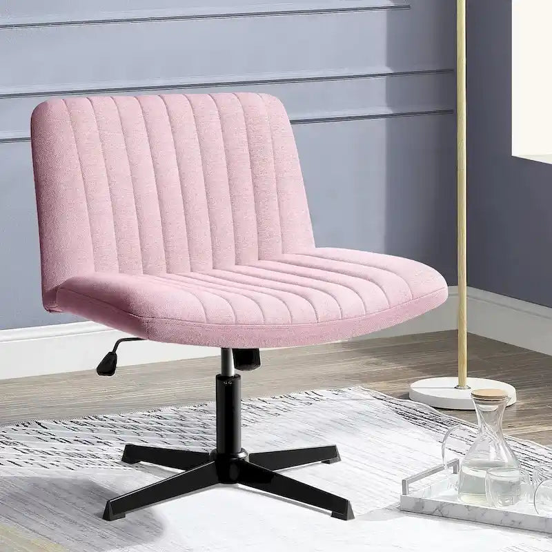 Chaise Criss Cross sans accoudoirs, sans roulettes, en tissu rembourré, pivotante moderne, pour bureau ou coiffeuse