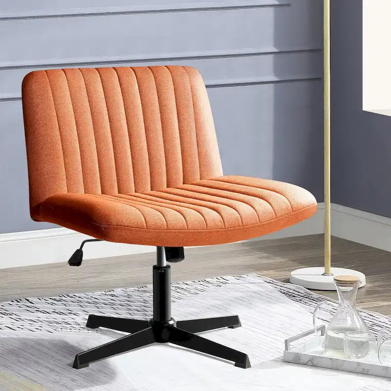 Chaise Criss Cross sans accoudoirs, sans roulettes, en tissu rembourré, pivotante moderne, pour bureau ou coiffeuse