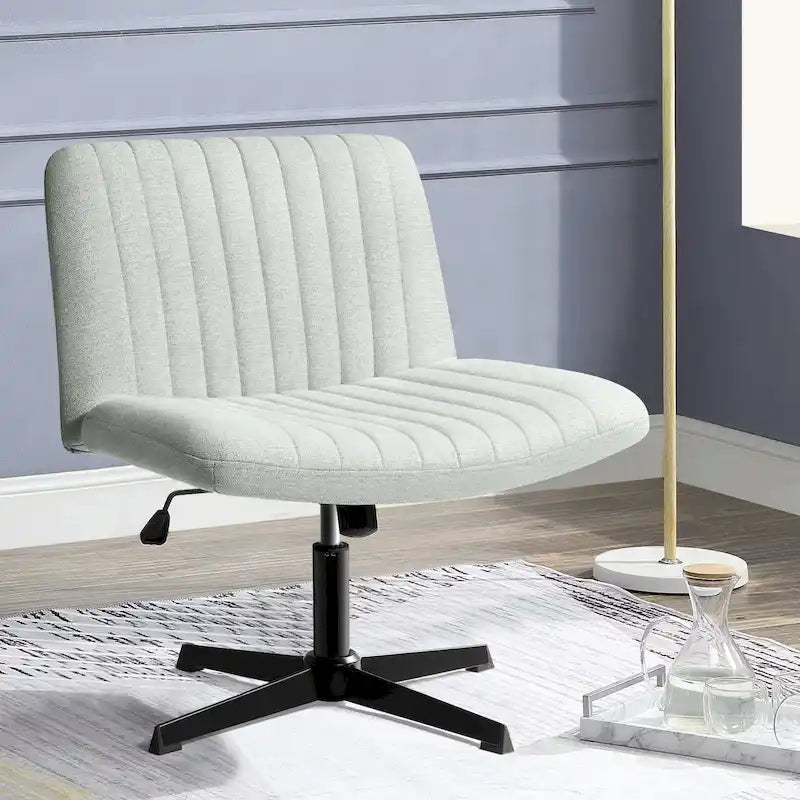 Chaise Criss Cross sans accoudoirs, sans roulettes, en tissu rembourré, pivotante moderne, pour bureau ou coiffeuse