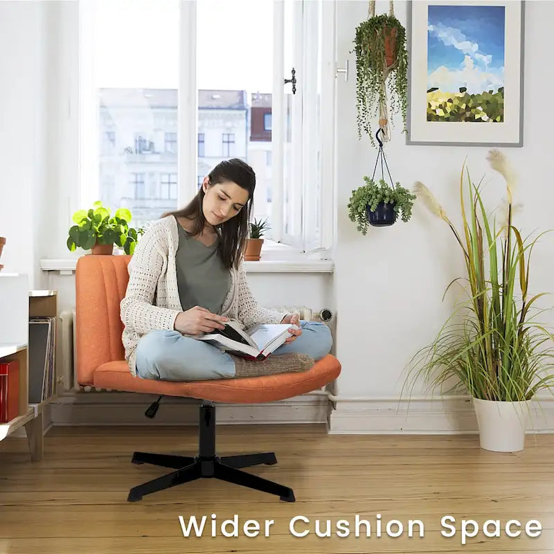 Chaise Criss Cross sans accoudoirs, sans roulettes, en tissu rembourré, pivotante moderne, pour bureau ou coiffeuse