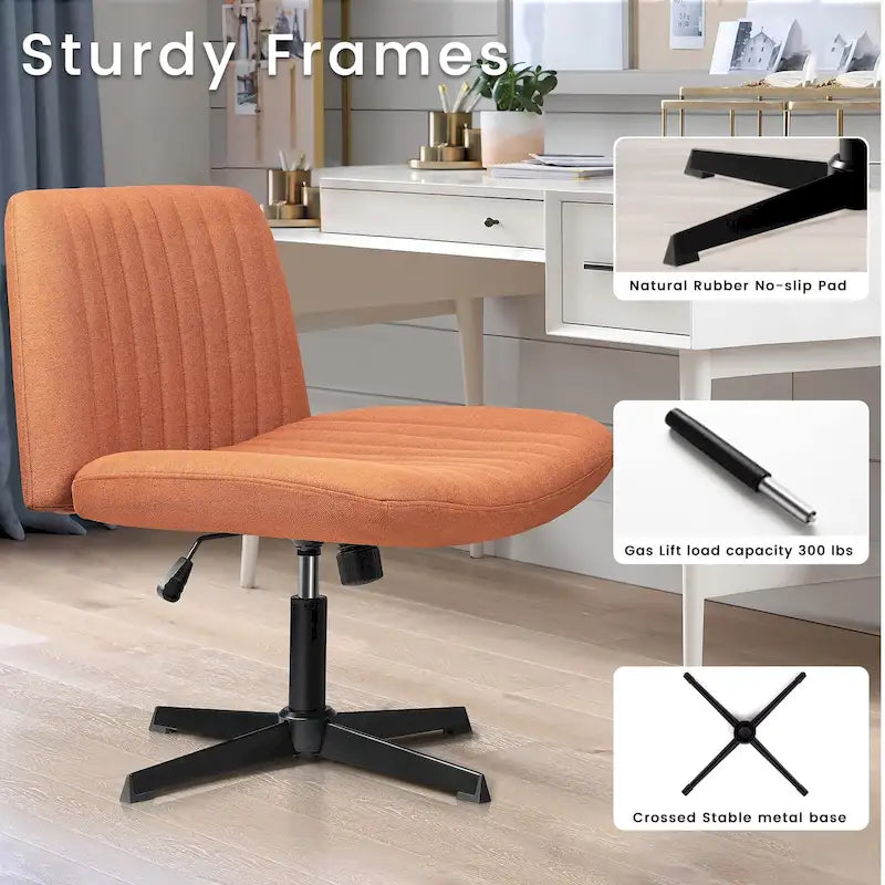 Chaise Criss Cross sans accoudoirs, sans roulettes, en tissu rembourré, pivotante moderne, pour bureau ou coiffeuse