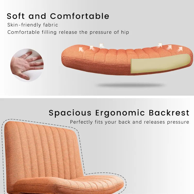 Chaise Criss Cross sans accoudoirs, sans roulettes, en tissu rembourré, pivotante moderne, pour bureau ou coiffeuse