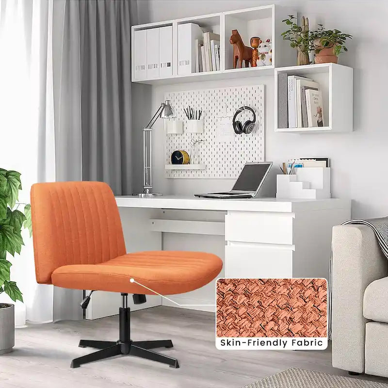 Chaise Criss Cross sans accoudoirs, sans roulettes, en tissu rembourré, pivotante moderne, pour bureau ou coiffeuse