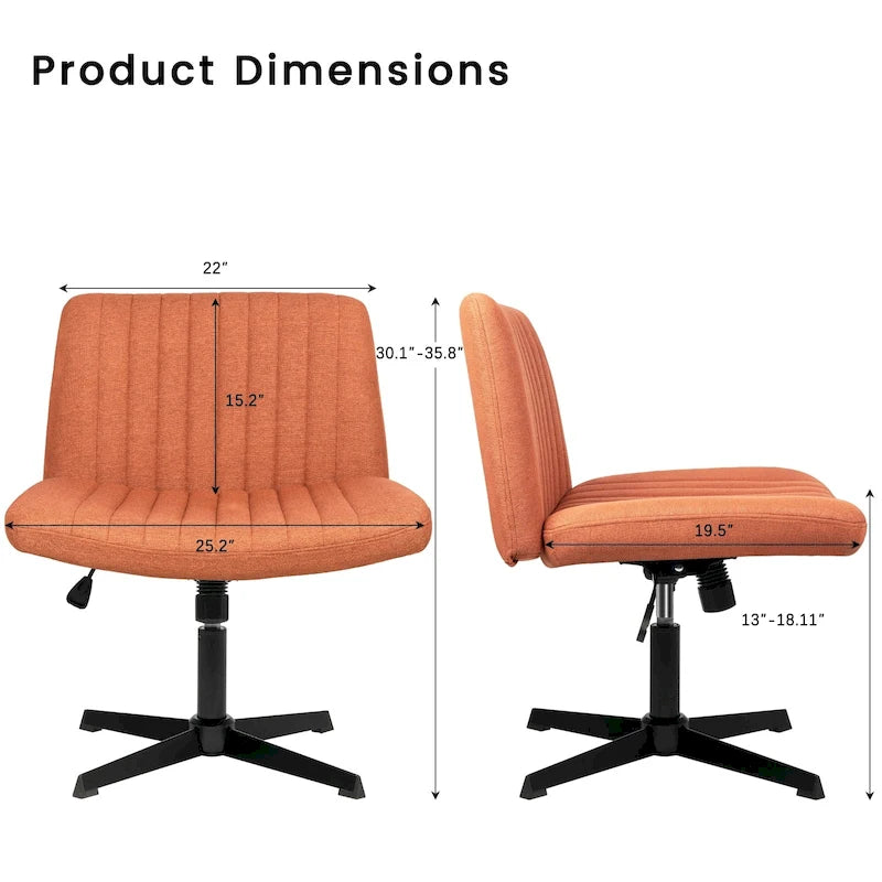 Chaise Criss Cross sans accoudoirs, sans roulettes, en tissu rembourré, pivotante moderne, pour bureau ou coiffeuse