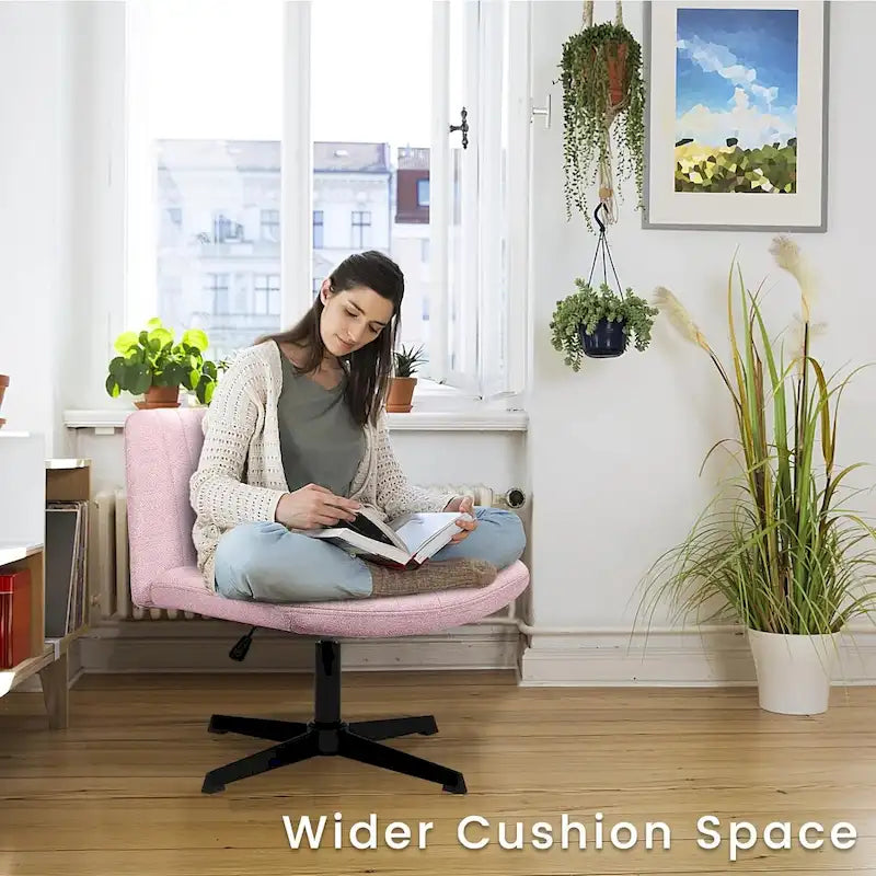 Chaise Criss Cross sans accoudoirs, sans roulettes, en tissu rembourré, pivotante moderne, pour bureau ou coiffeuse