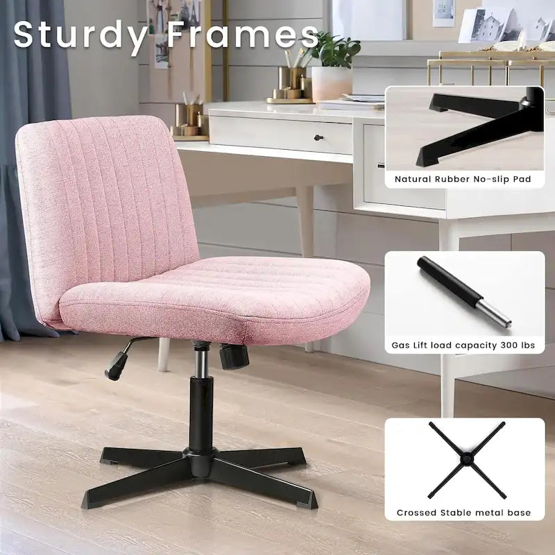 Chaise Criss Cross sans accoudoirs, sans roulettes, en tissu rembourré, pivotante moderne, pour bureau ou coiffeuse