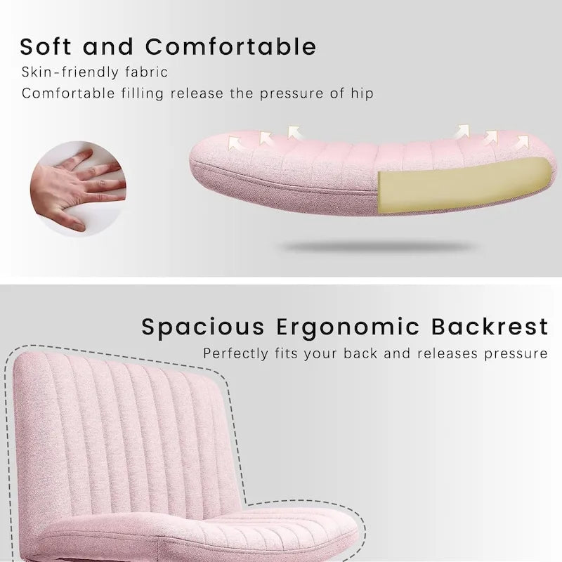 Chaise Criss Cross sans accoudoirs, sans roulettes, en tissu rembourré, pivotante moderne, pour bureau ou coiffeuse