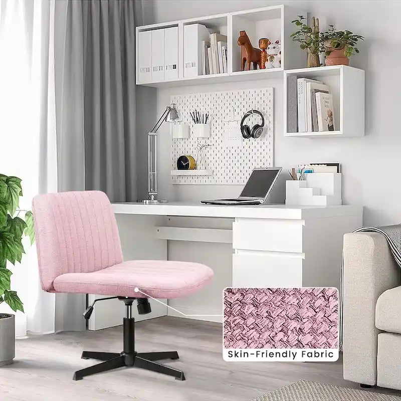 Chaise Criss Cross sans accoudoirs, sans roulettes, en tissu rembourré, pivotante moderne, pour bureau ou coiffeuse