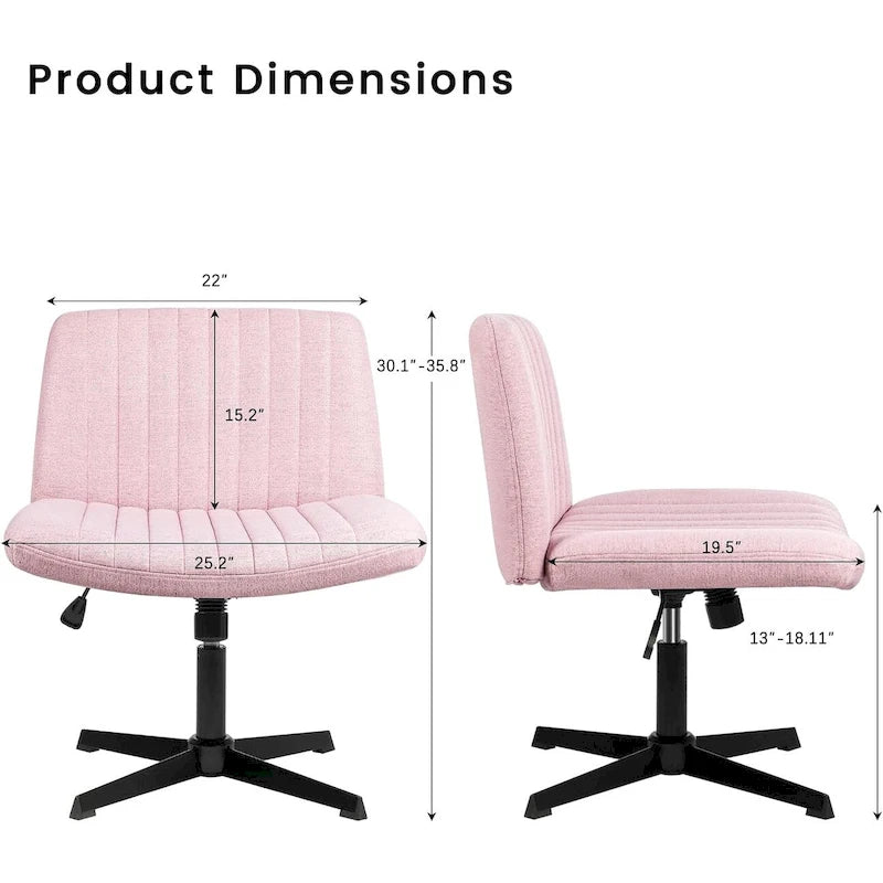 Chaise Criss Cross sans accoudoirs, sans roulettes, en tissu rembourré, pivotante moderne, pour bureau ou coiffeuse