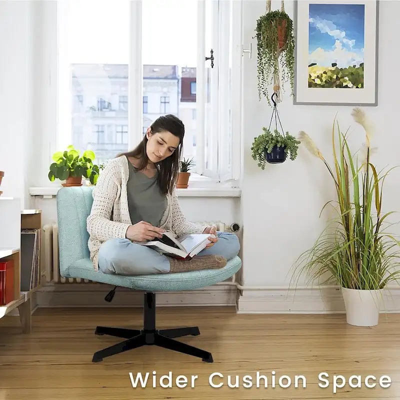 Chaise Criss Cross sans accoudoirs, sans roulettes, en tissu rembourré, pivotante moderne, pour bureau ou coiffeuse
