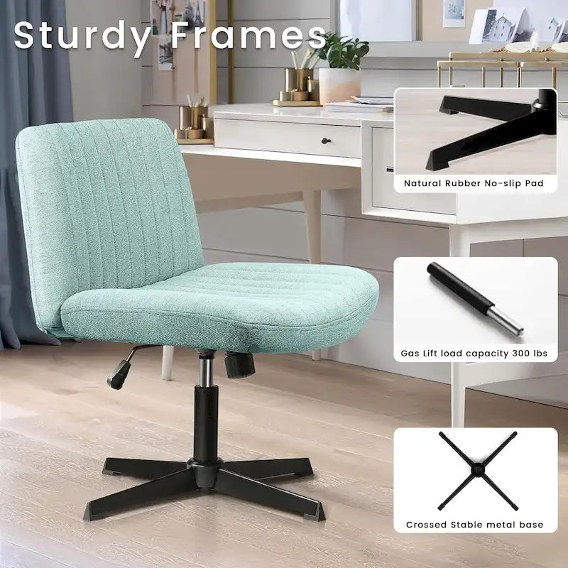 Chaise Criss Cross sans accoudoirs, sans roulettes, en tissu rembourré, pivotante moderne, pour bureau ou coiffeuse