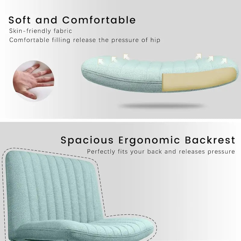Chaise Criss Cross sans accoudoirs, sans roulettes, en tissu rembourré, pivotante moderne, pour bureau ou coiffeuse